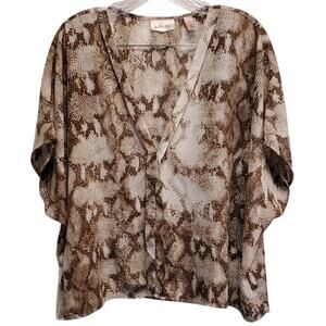 Willow & Root Snake Skin Print Flowy Blouse Plus Size 2